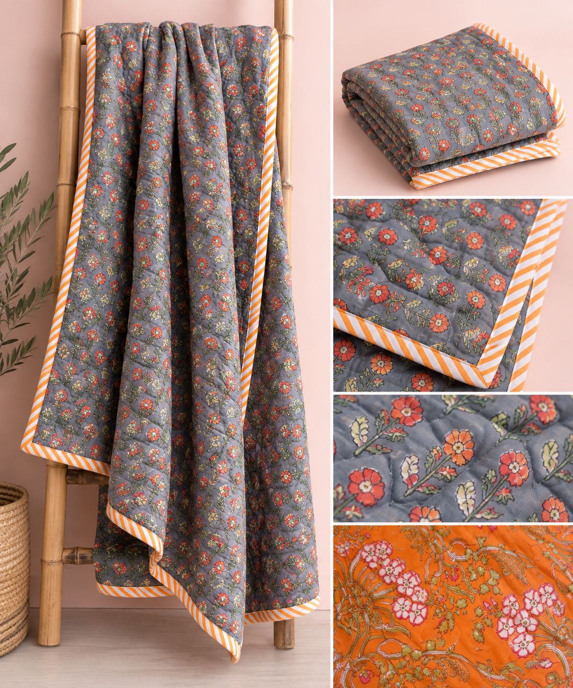 Quilt orange blomma
