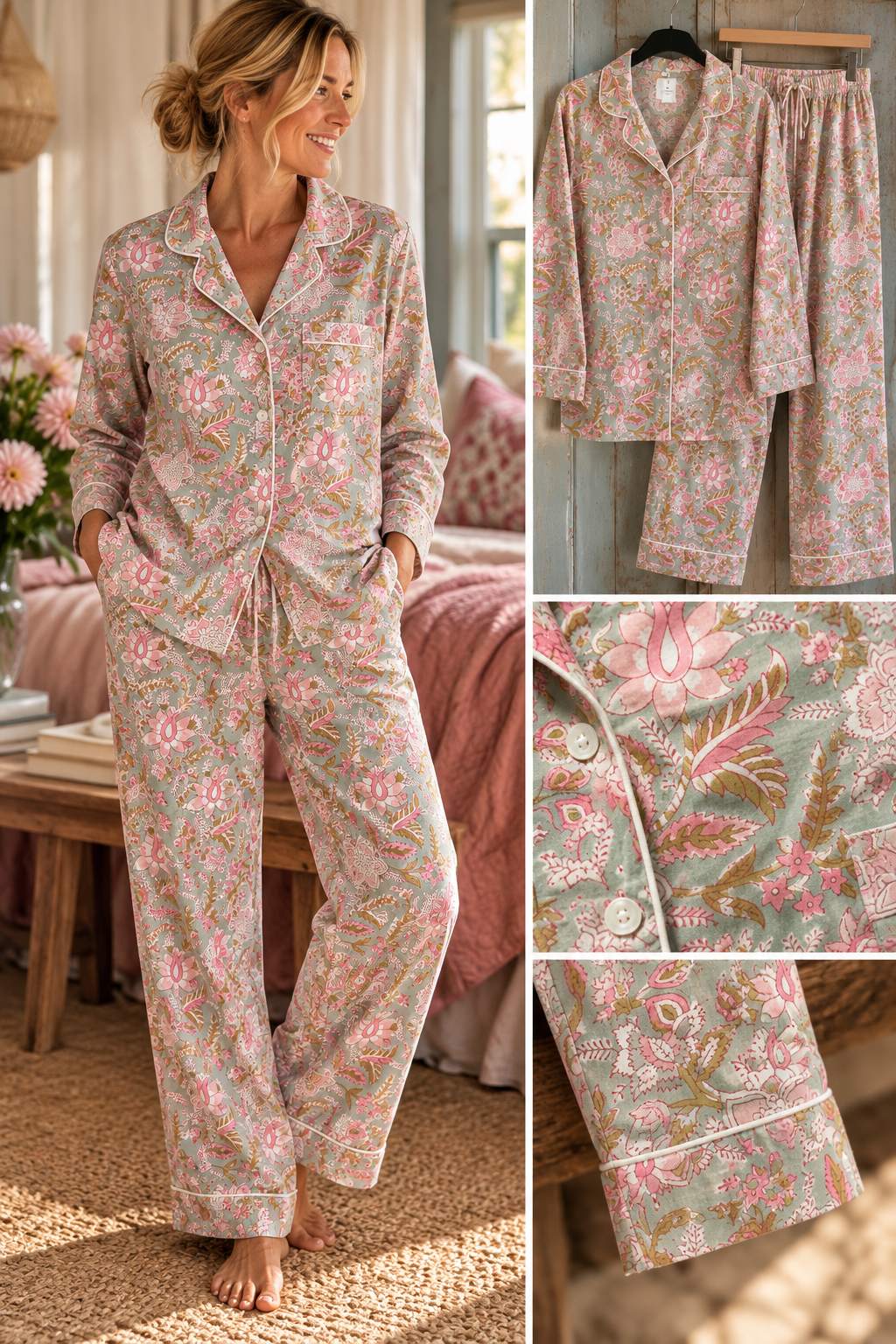 PJ mönster grå/rosa