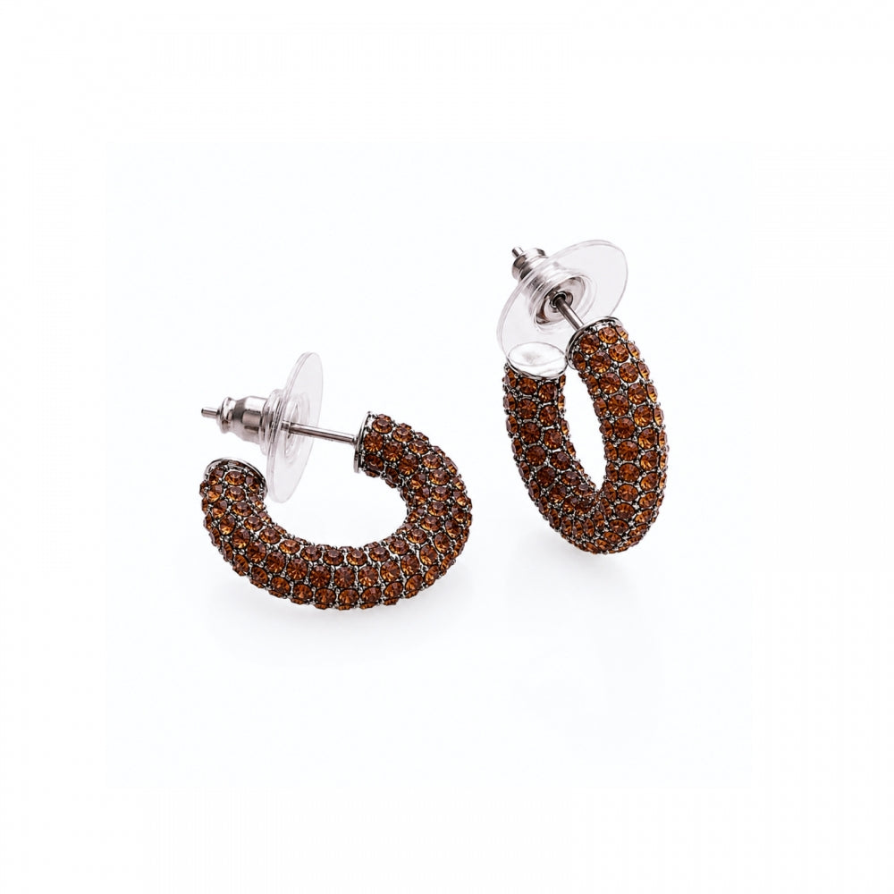 LOLA CRYSTAL HOOP BROWN/SILVER
