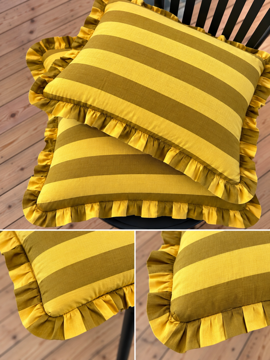 Kuddfodral stripe yellow / brown