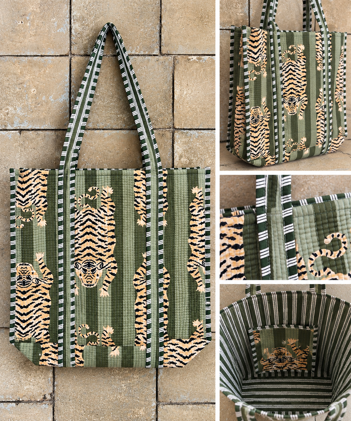 Bazaar design väska - Tiger grön
