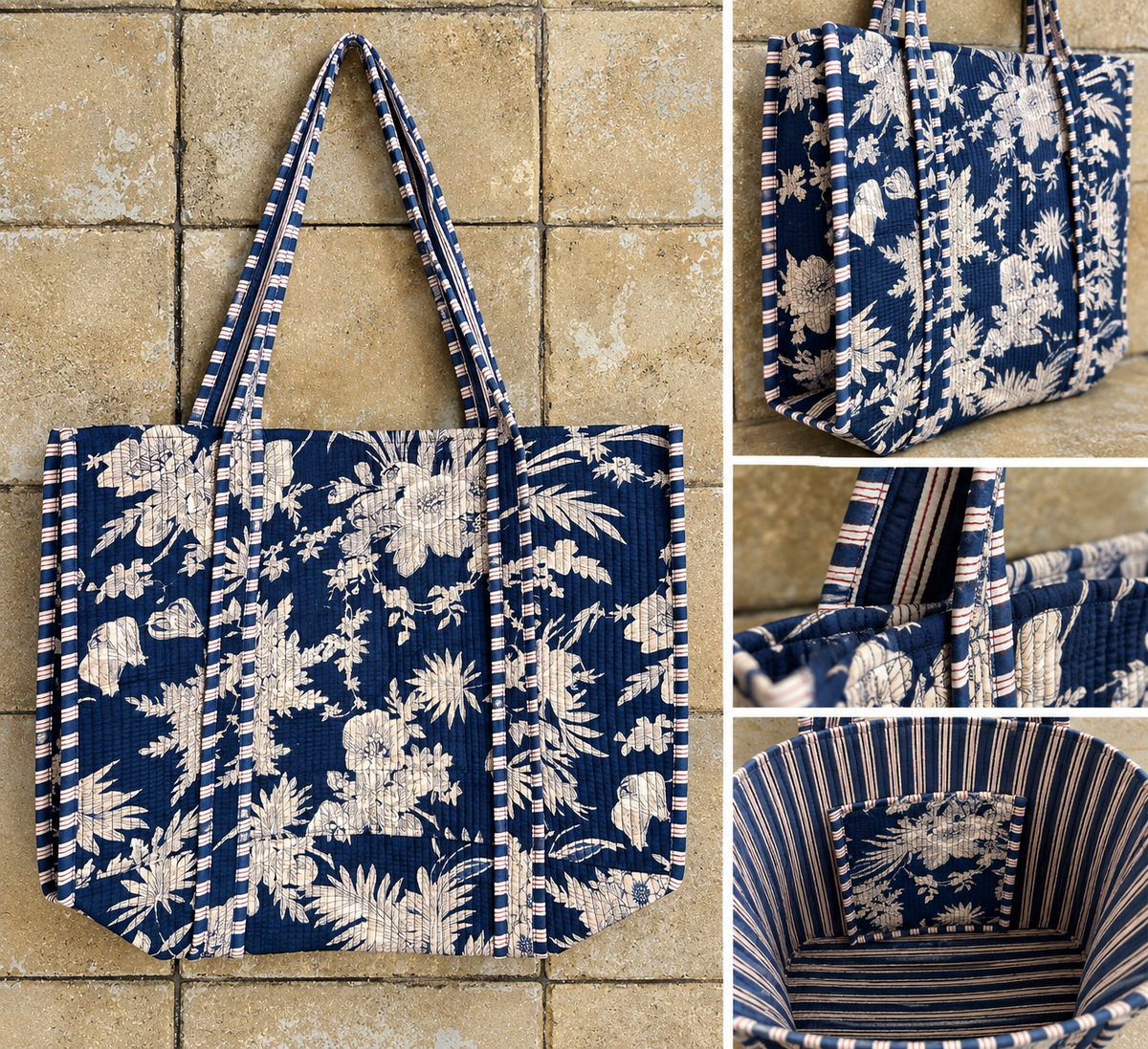 Bazaar design väska - Flower blå