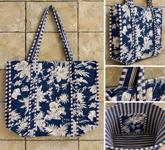 Bazaar design väska - Flower blå