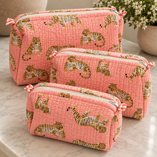 Necessärer set om 3 - Rosa tiger