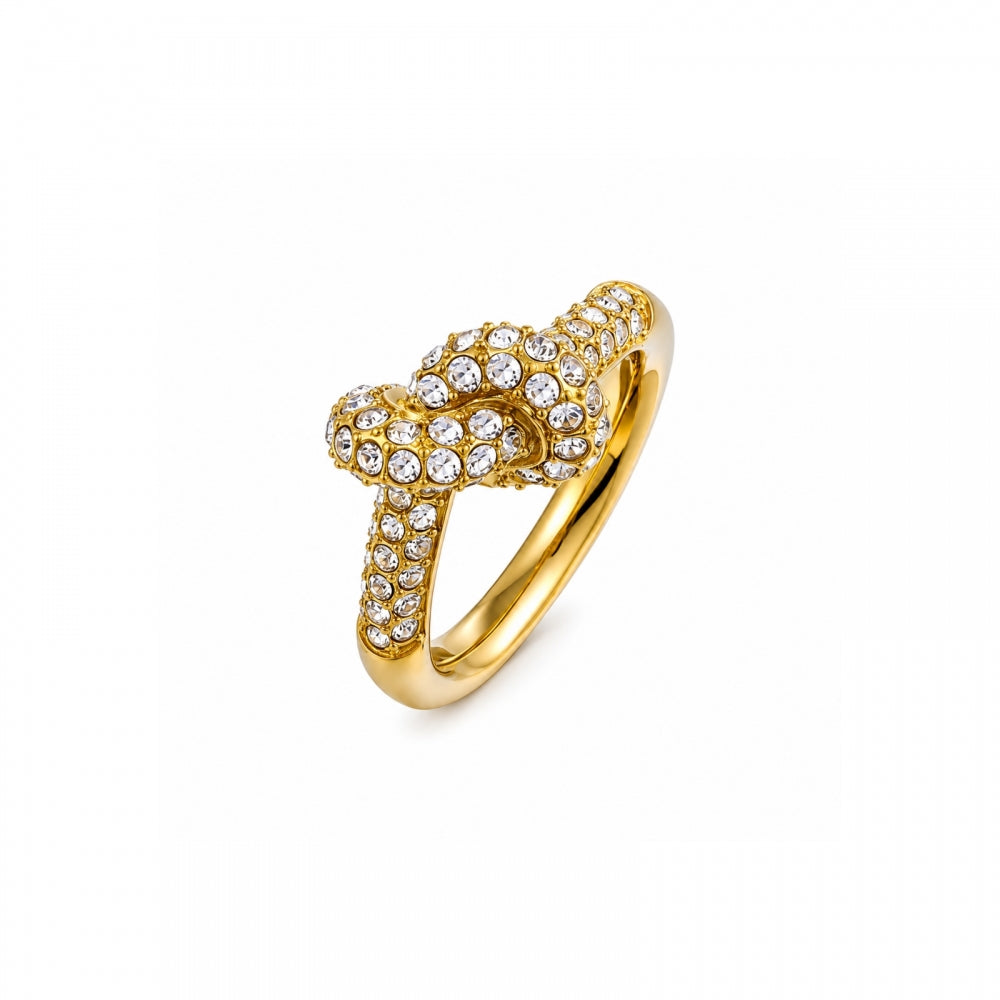 KNOT CRYSTAL RING CLEAR/GOLD
