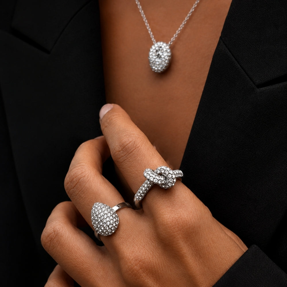 KNOT CRYSTAL RING CLEAR/SILVER
