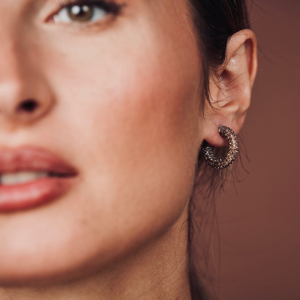 LOLA CRYSTAL HOOP BROWN/SILVER